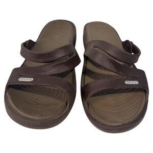 Crocs‎ Womens Swiftwater Open Toe Casual Slide Sandals Size 8 Brown